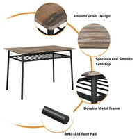 UHOMEPRO stol za objedovanje za 4, drva i metal kuhinjski stol, moderni stol za trpezariju set sa stolicama